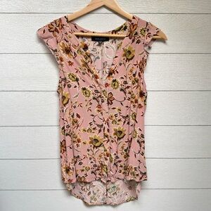 Sanctuary | Dusty Rose Ruffled Floral Print Sleeveless Top | Size XS